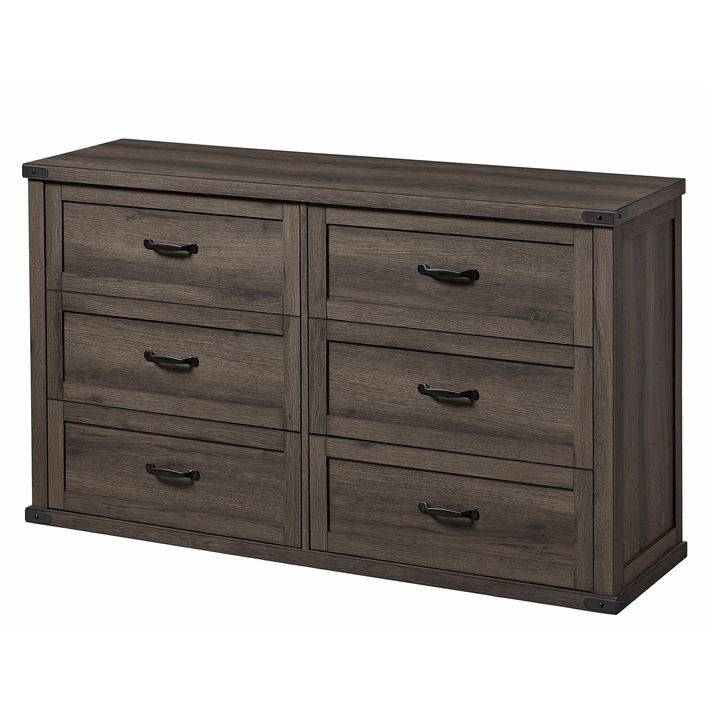 6-Drawer Dresser for Bedroom, 54-Inch Wide Modern Farmhouse Chest of Drawers with Metal Handles, TV Stand, Anti-Tipping, Taupe Brown