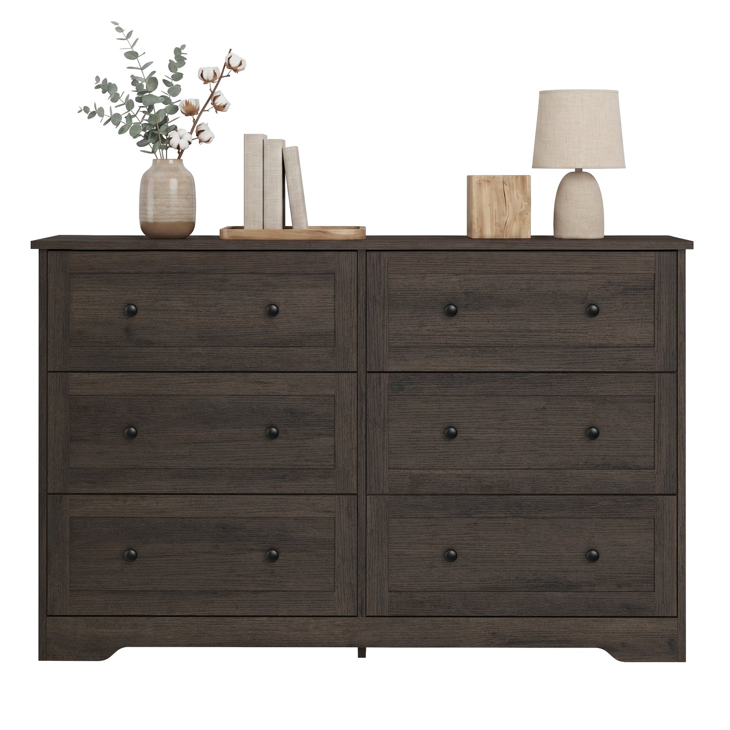 6-Drawer Dresser, Traditional basic Chest of Drawers for Bedroom, 47.2 x 15.7 x 30.7 inches, Brown