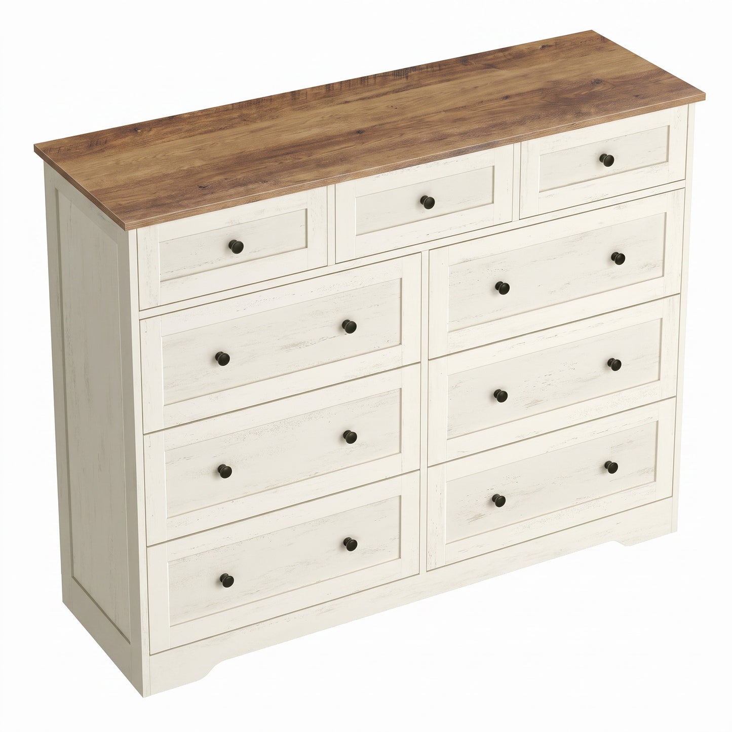 9-Drawer Dresser, Traditional basic Chest of Drawers for Bedroom, 47.2 x 15.7 x 36.9 inches, White