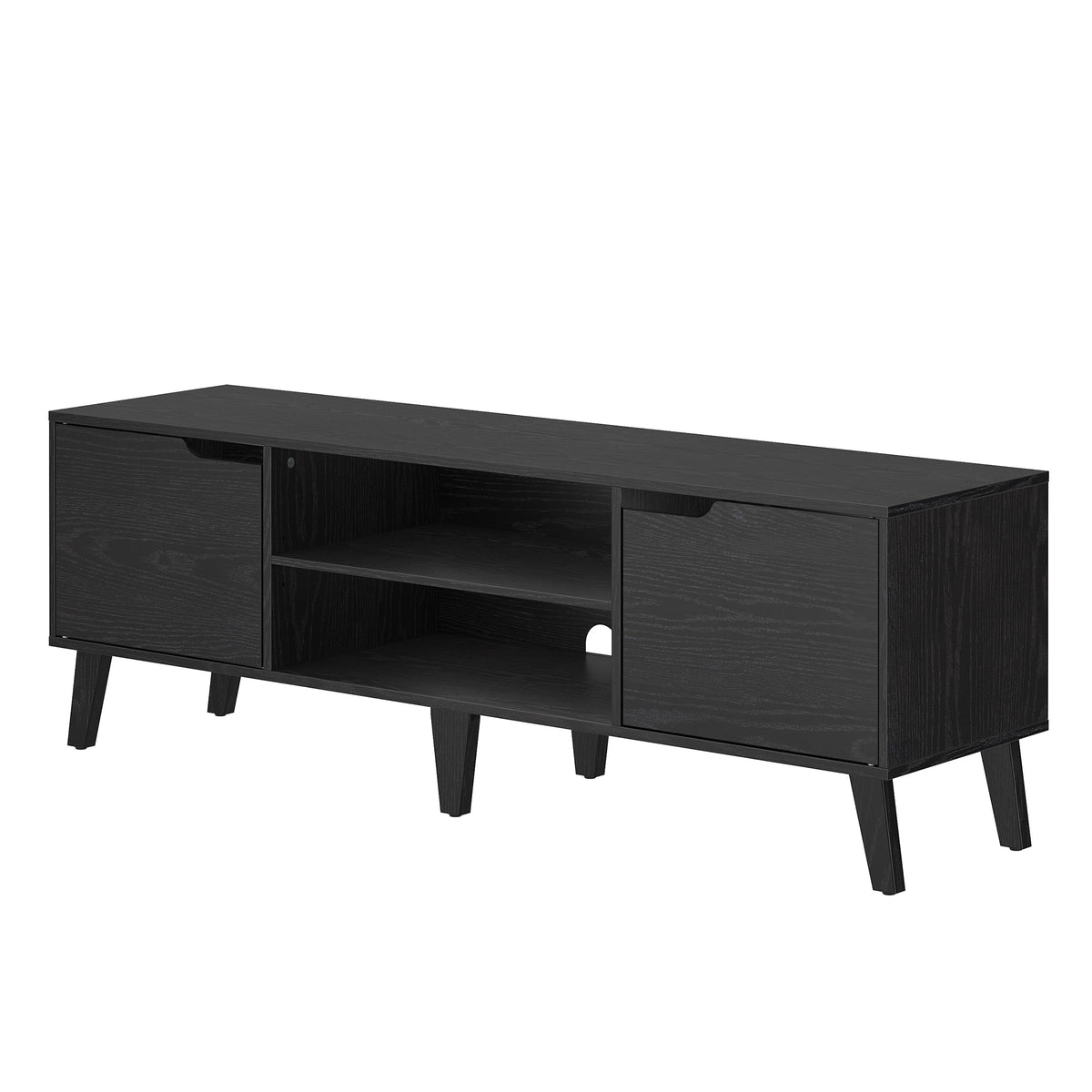 LEDREM TV Stand for 65 Inch TVs, Media Console with Storage, 57.9 x 15.4 x 19.7 Inches, Black