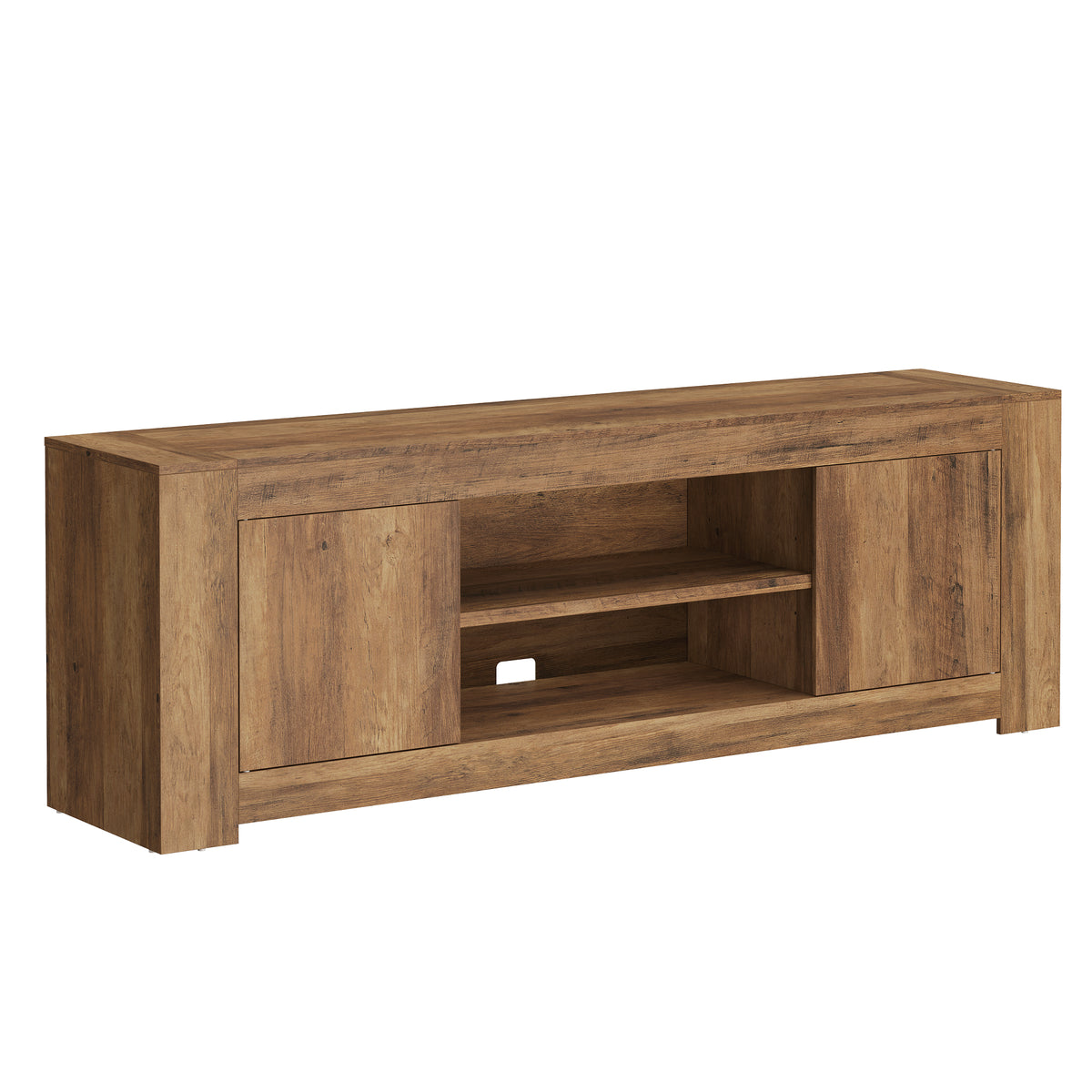 Farmhouse TV Stand for 80 Inch TV, Entertainment Center with Storage Cabinets, Media Console Table for Living Room, Honey Brown