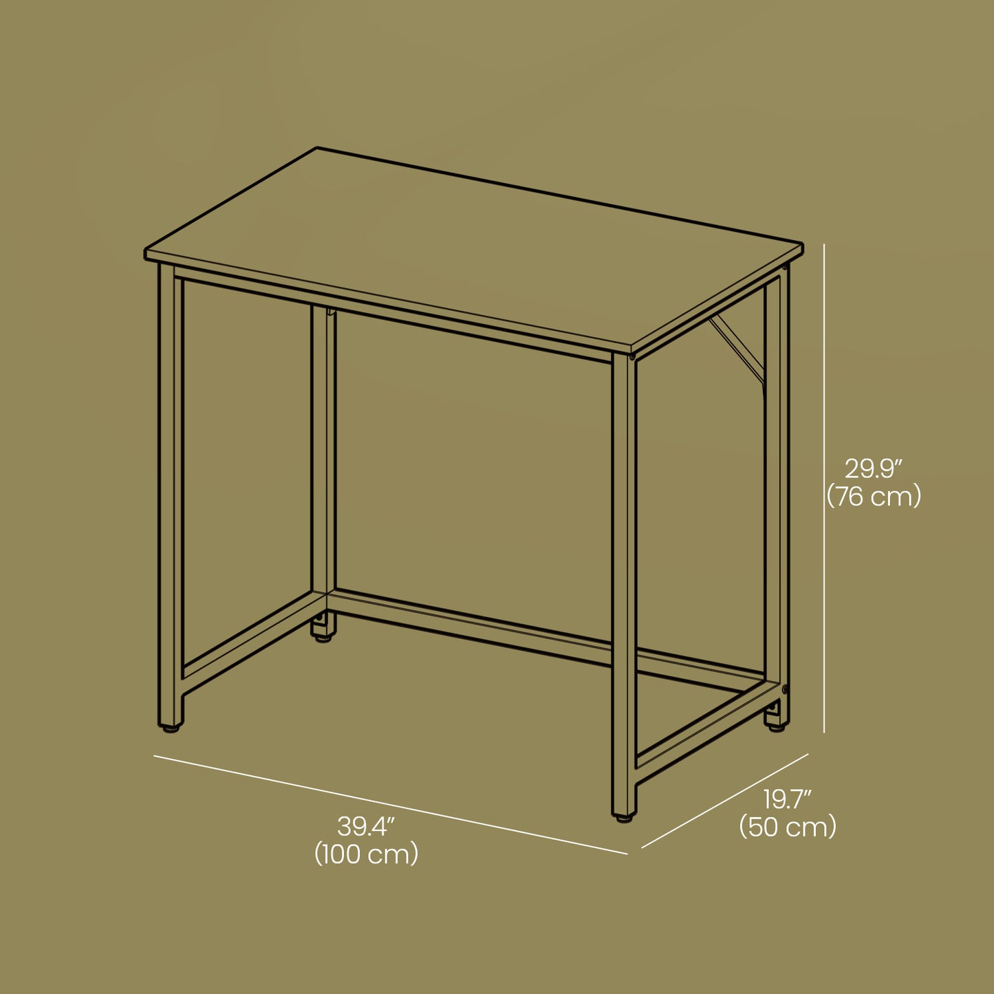 Gaming Computer Desk, 39.4" Small Space Desk with Metal Frame, Industrial Style Home Office Desk, 110 lb Capacity, Greige and Black