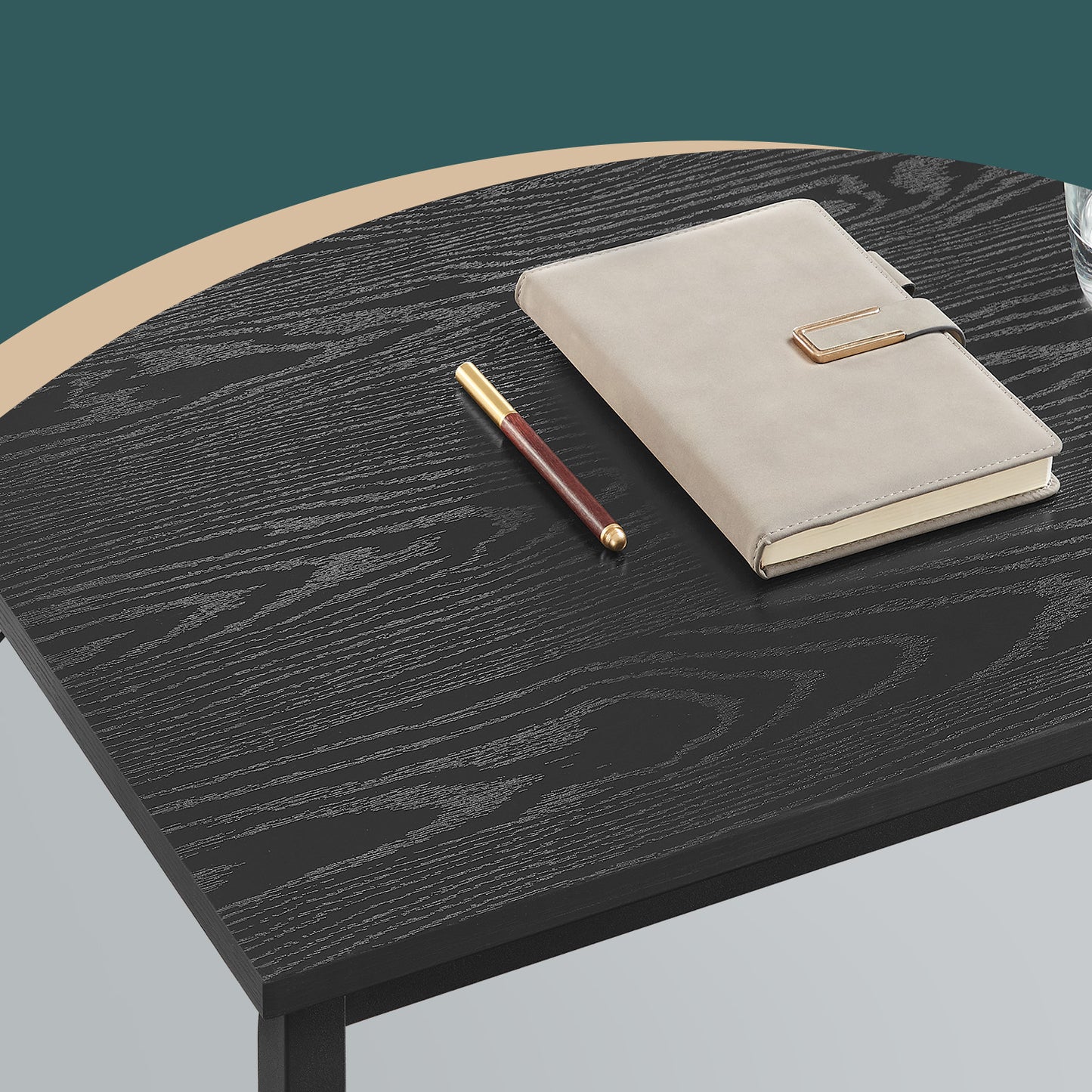 39.4" Computer Gaming Desk, Small Space Office Desk with Metal Frame, 110 lb Capacity, Industrial Style, Black with Wood Grain