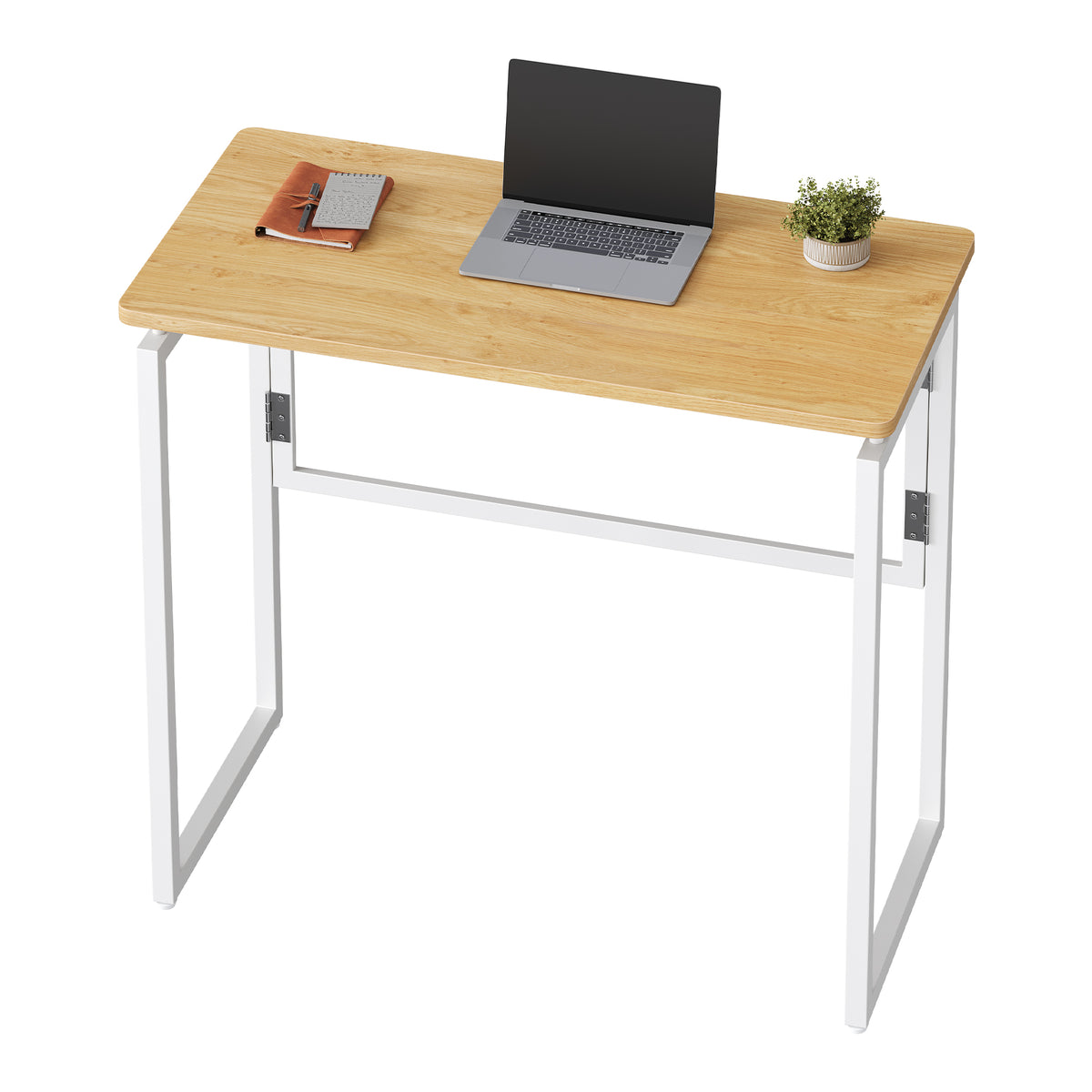 LEDREM Folding Desk, Space-Saving Sturdy Computer Table with Rounded Edges, 31.5 x 15.7 x 29.1 Inches, Yellow
