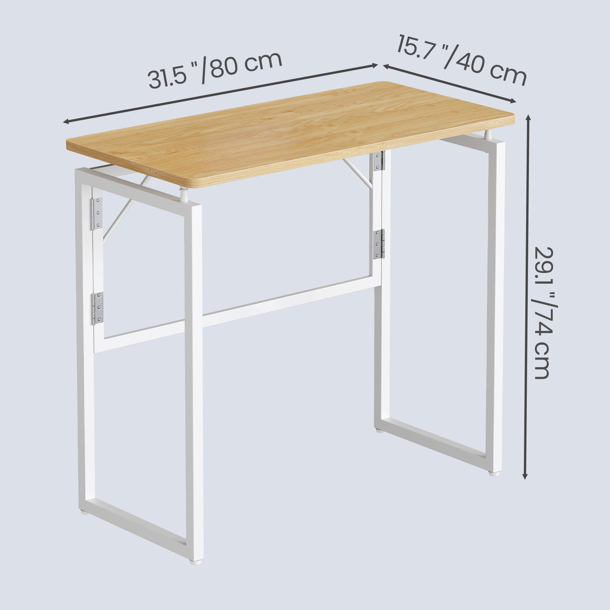 LEDREM Folding Desk, Space-Saving Sturdy Computer Table with Rounded Edges, 31.5 x 15.7 x 29.1 Inches, Yellow