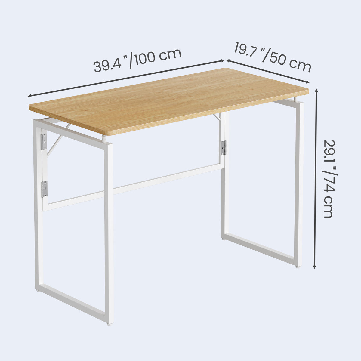 Folding Desk, Space-Saving Sturdy Computer Table with Rounded Edges, 39.4 x 19.7 x 29.1 Inches, Yellow