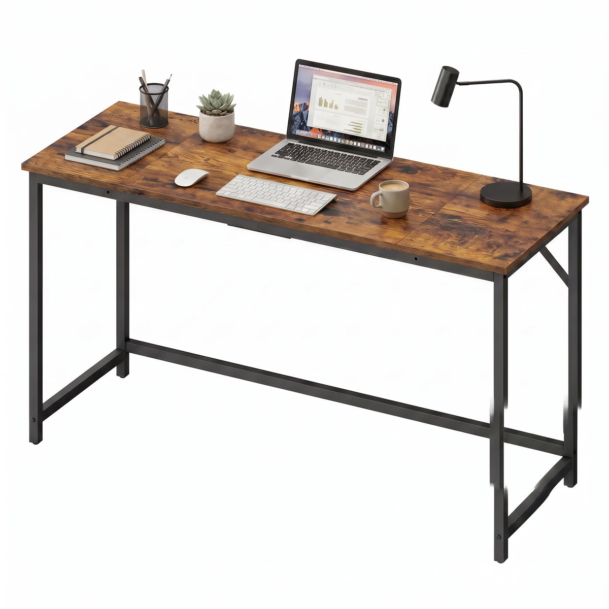 LEDREM Home Office Desk, Computer Desk, for Bedroom, Dorm, Small Spaces, Tan and Black