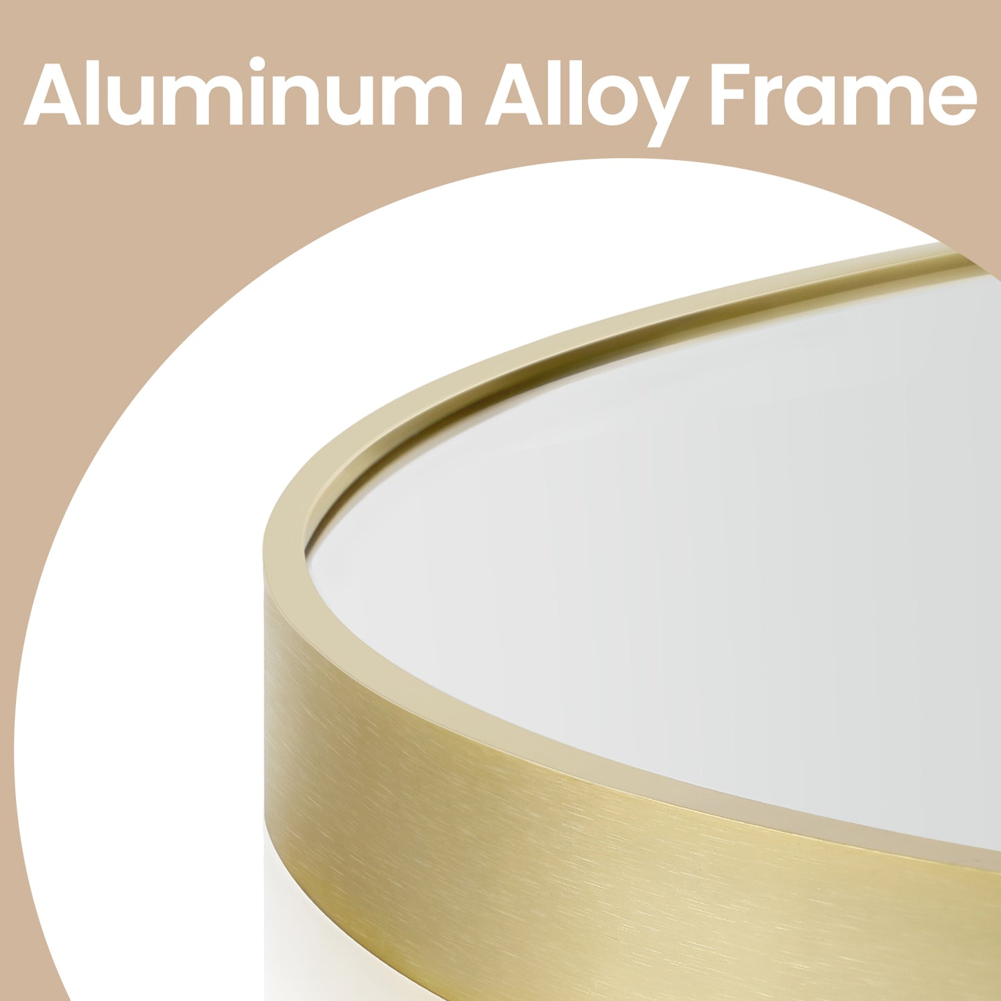 24 Inch Round Bathroom Mirror with Metal Frame, Gold Circle Wall Mirror for Home Decor, Durable and Stylish, Ink Metallic Gold