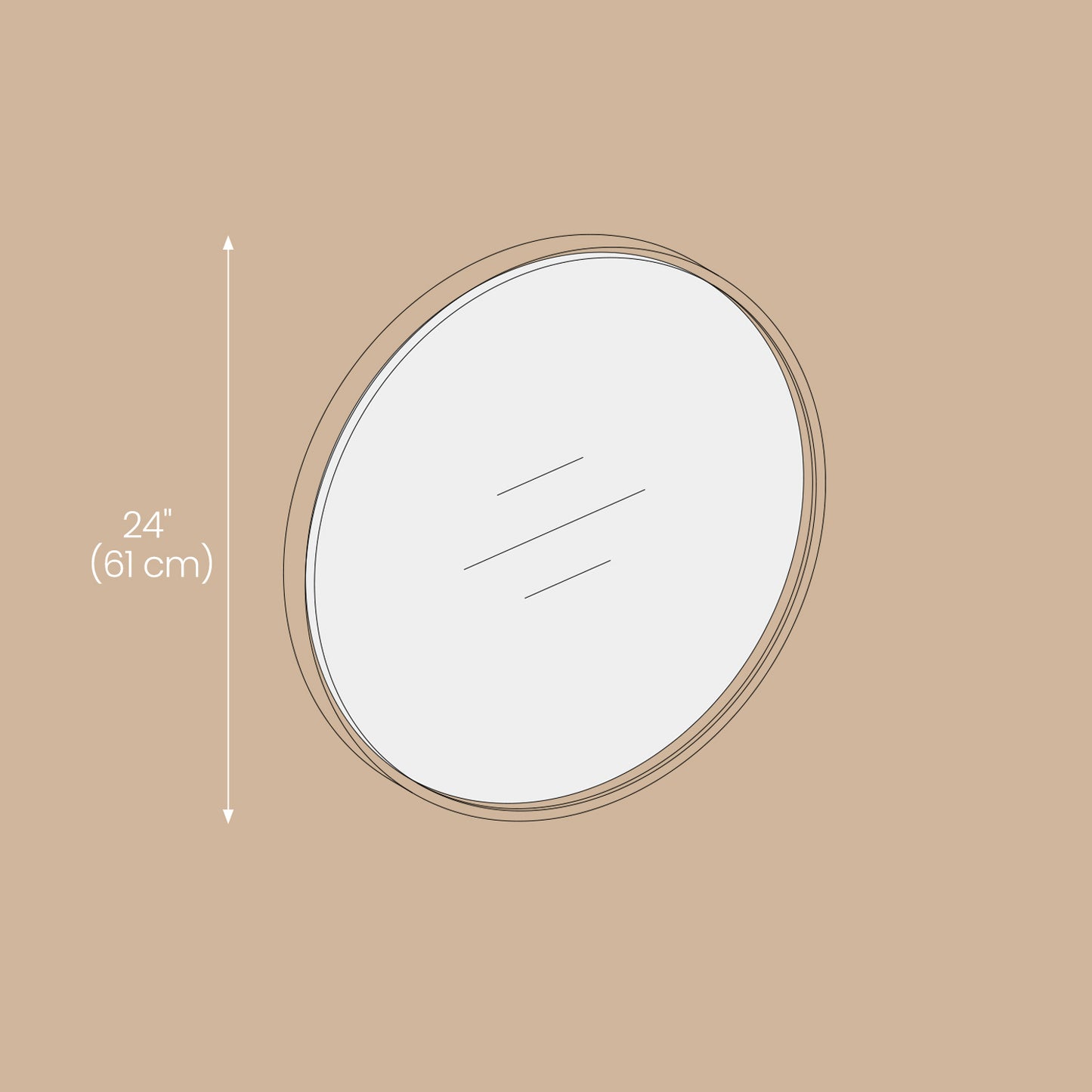 24 Inch Round Bathroom Mirror with Metal Frame, Gold Circle Wall Mirror for Home Decor, Durable and Stylish, Ink Metallic Gold