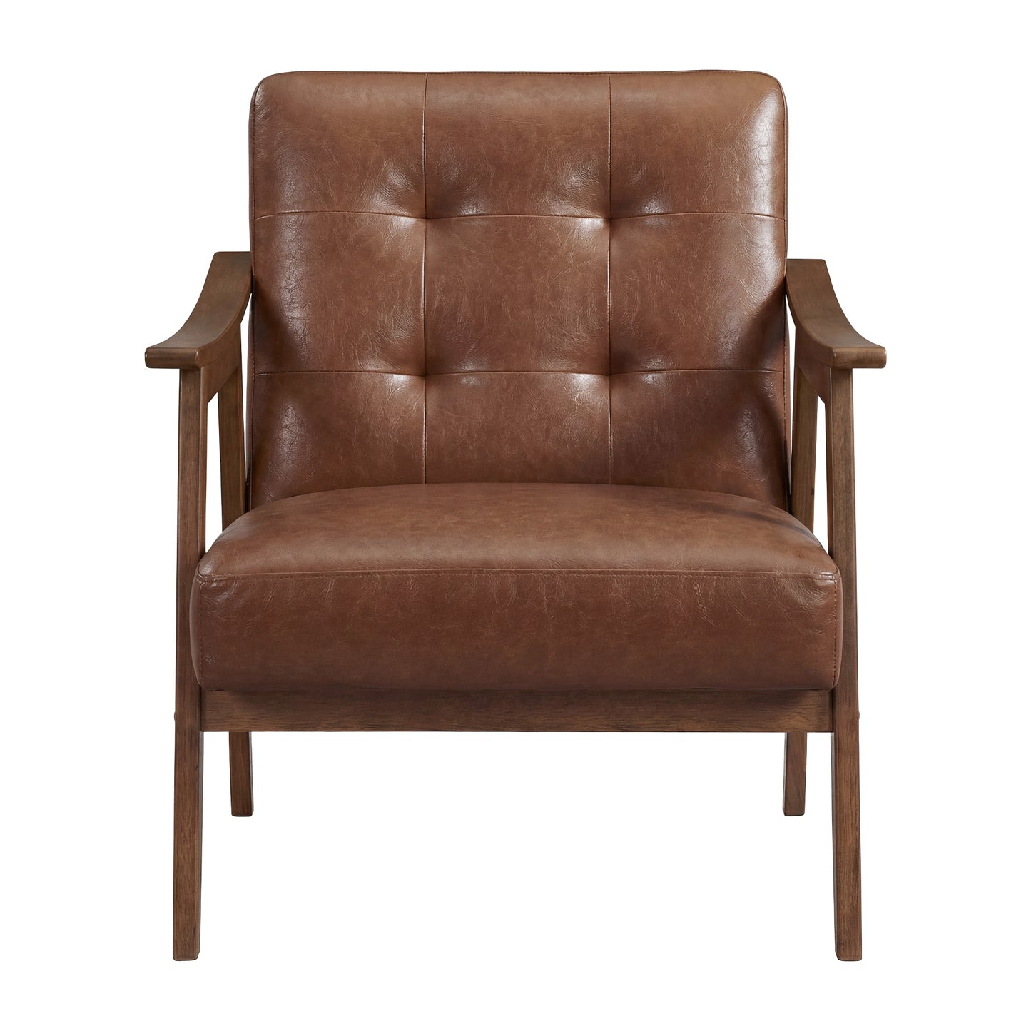 Lounge Chair with Thick Cushion, Mid Century Modern Accent Armchair, Button Tufted for Living Room, Bedroom, Brown