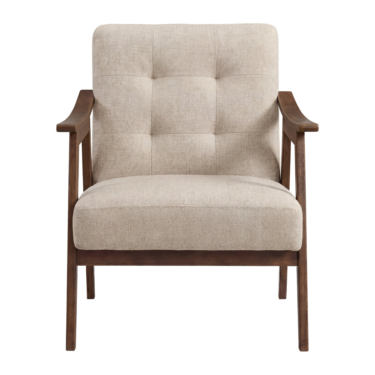 Lounge Chair with Thick Cushion, Mid Century Modern Accent Armchair, Button Tufted for Living Room, Bedroom, Beige