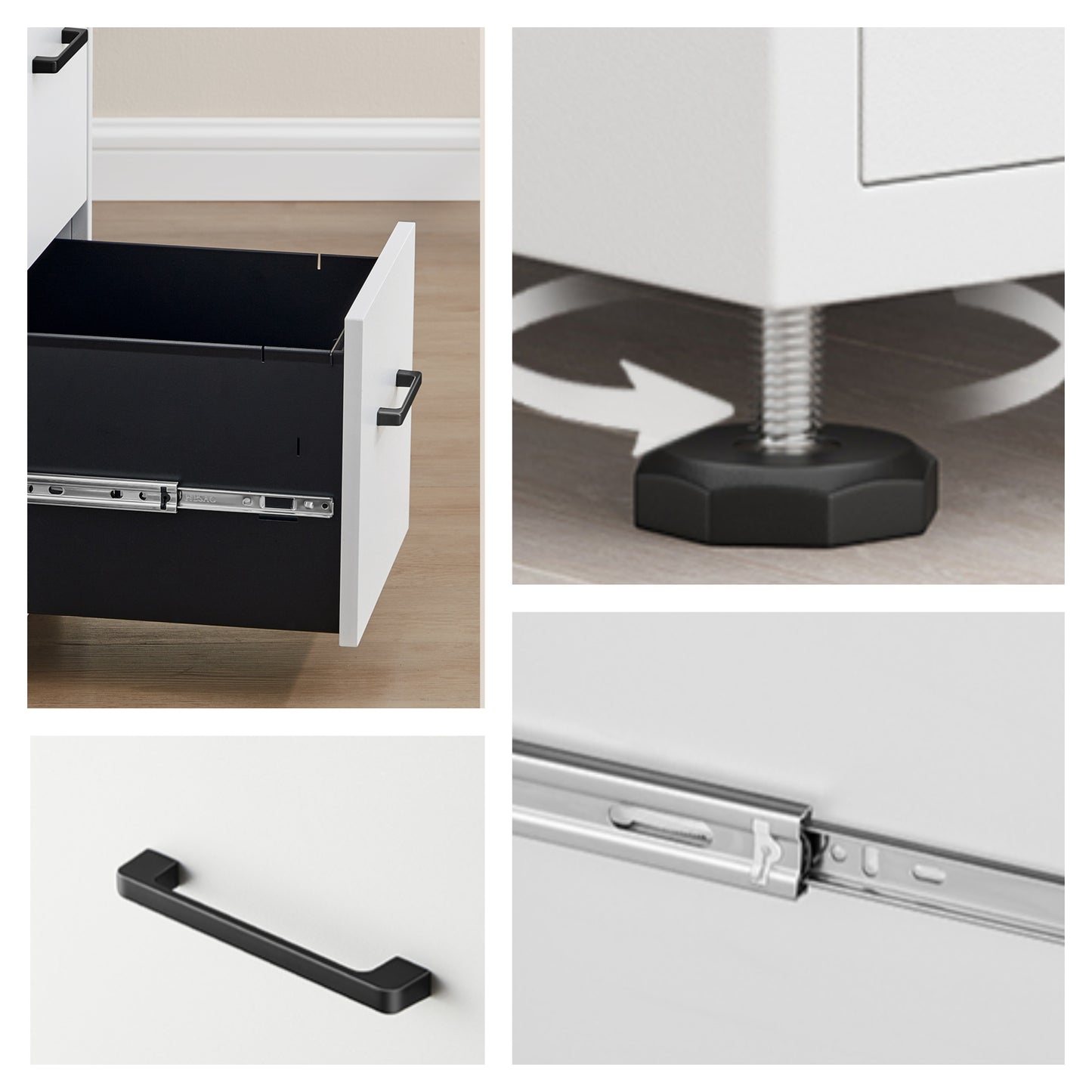 2-Drawer File Cabinet with Lock, Pre-Assembled Mobile Storage for A4, Legal, Letter Files, Steel Frame, Smooth Slides, Matte White
