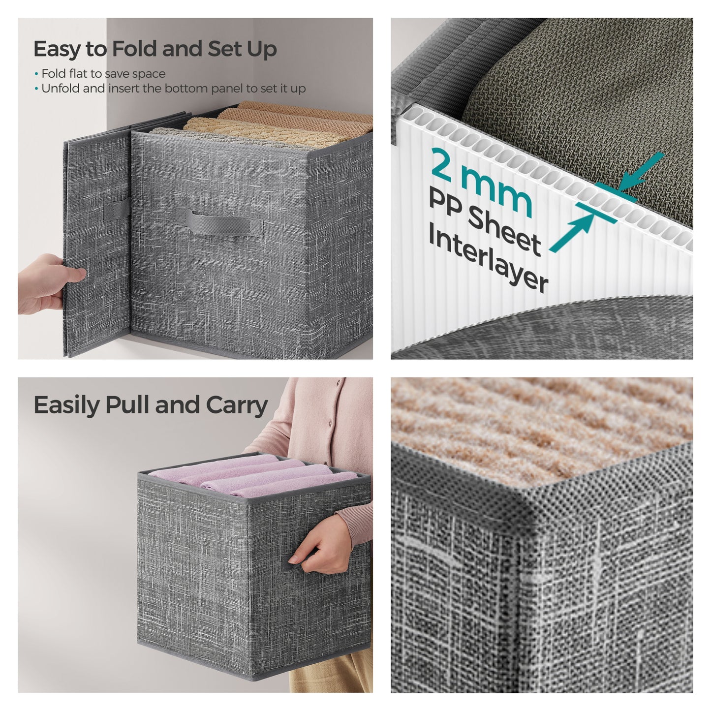 Set of 8 Foldable Storage Cubes with Handles, 11.8-Inch Fabric Organizer Bins for Closet Shelves, Cattail Gray