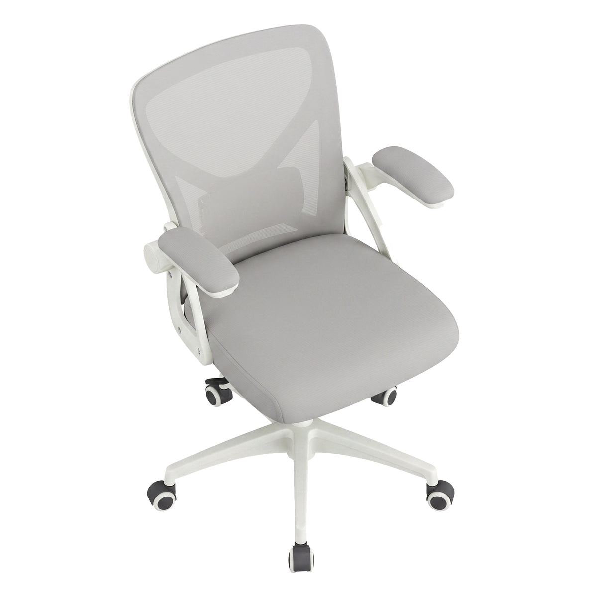 LEDREM Office Chair, Makeup Chair, Sponge,PA Plastic,Polyester Fiber,PE Plastic,Plywood,Steel, for Bedroom, Gray