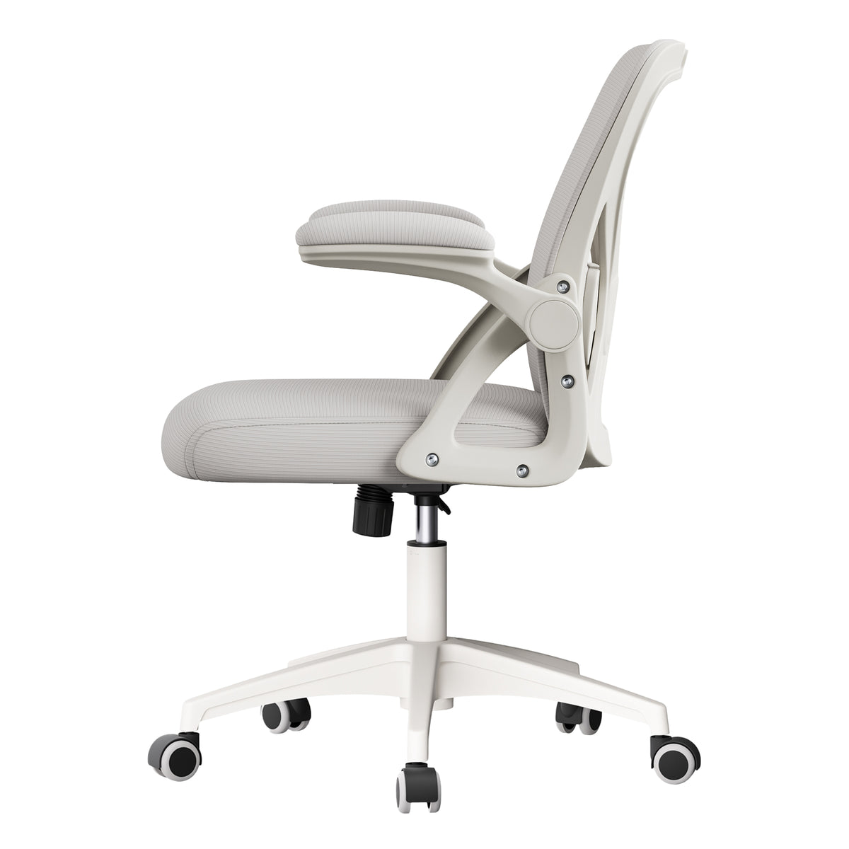 LEDREM Office Chair, Makeup Chair, Sponge,PA Plastic,Polyester Fiber,PE Plastic,Plywood,Steel, for Bedroom, Gray