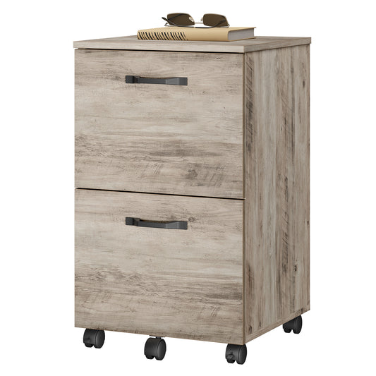 2-Drawer Rolling File Cabinet with Lockable Swivel Casters, Small Home Office Storage for A4 & Letter Documents, Sturdy Steel & Particleboard, Printer Stand, Heather Greige
