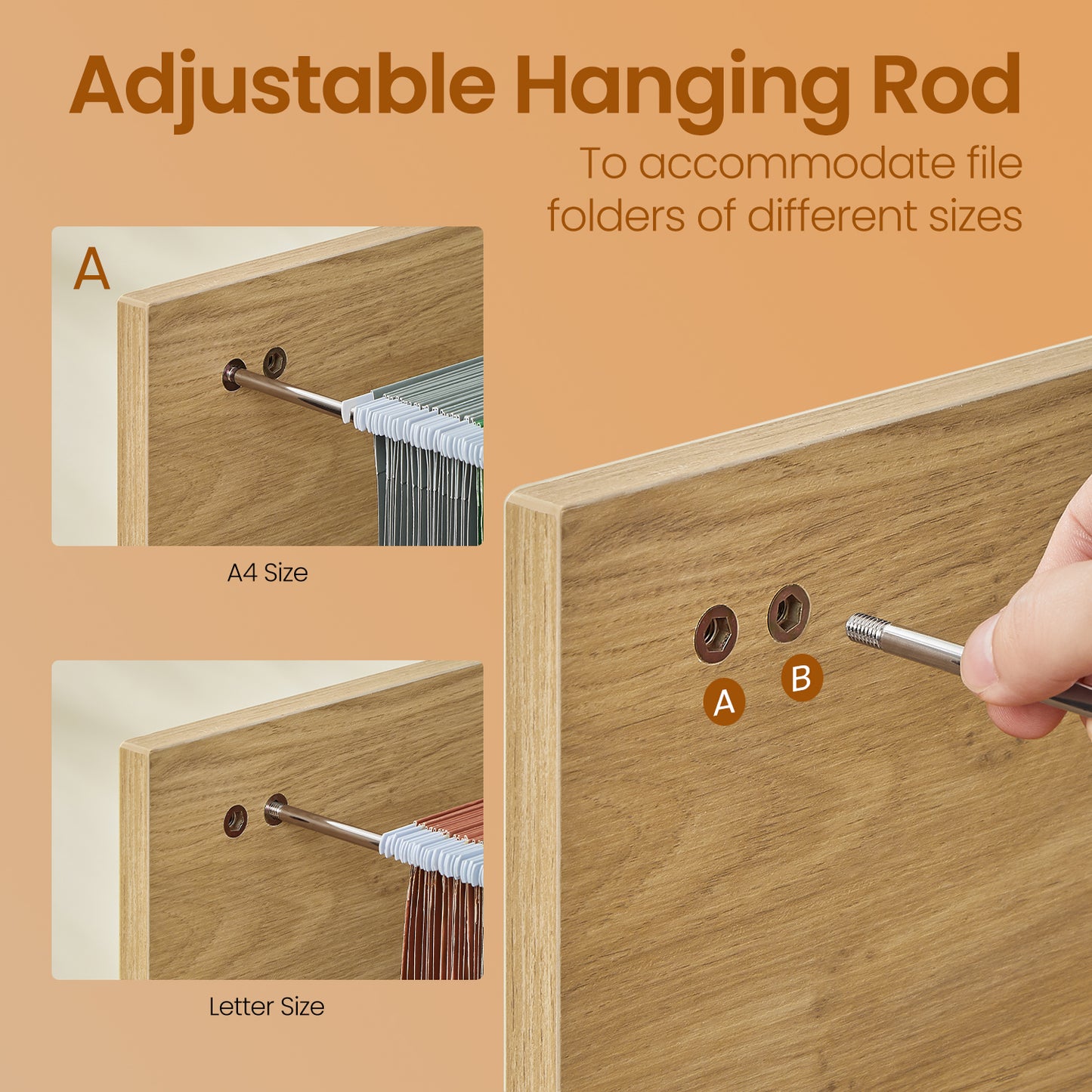 2-Drawer Mobile File Cabinet, Compact Rolling Storage for Office, Home, A4/Letter Size, Lockable Casters, Straw Yellow