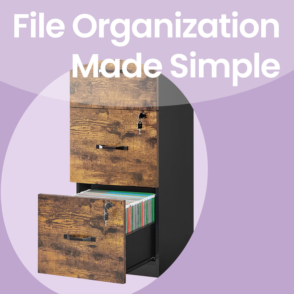 3-Drawer Vertical File Cabinet, Space-Saving Storage for Office, Bedro ...