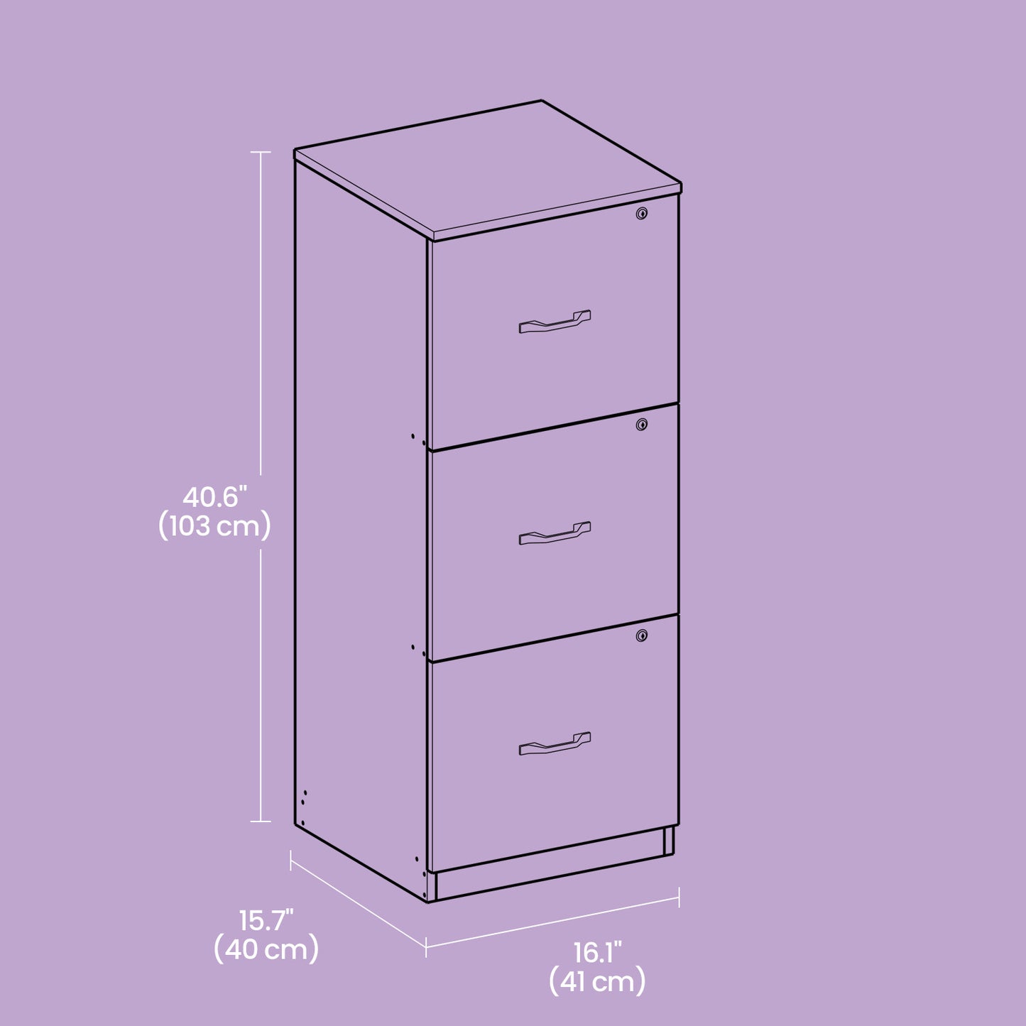 3-Drawer Vertical File Cabinet, Space-Saving Storage for Office, Bedroom, A4 Letter Size, Lockable Drawers, Rustic Brown and Black