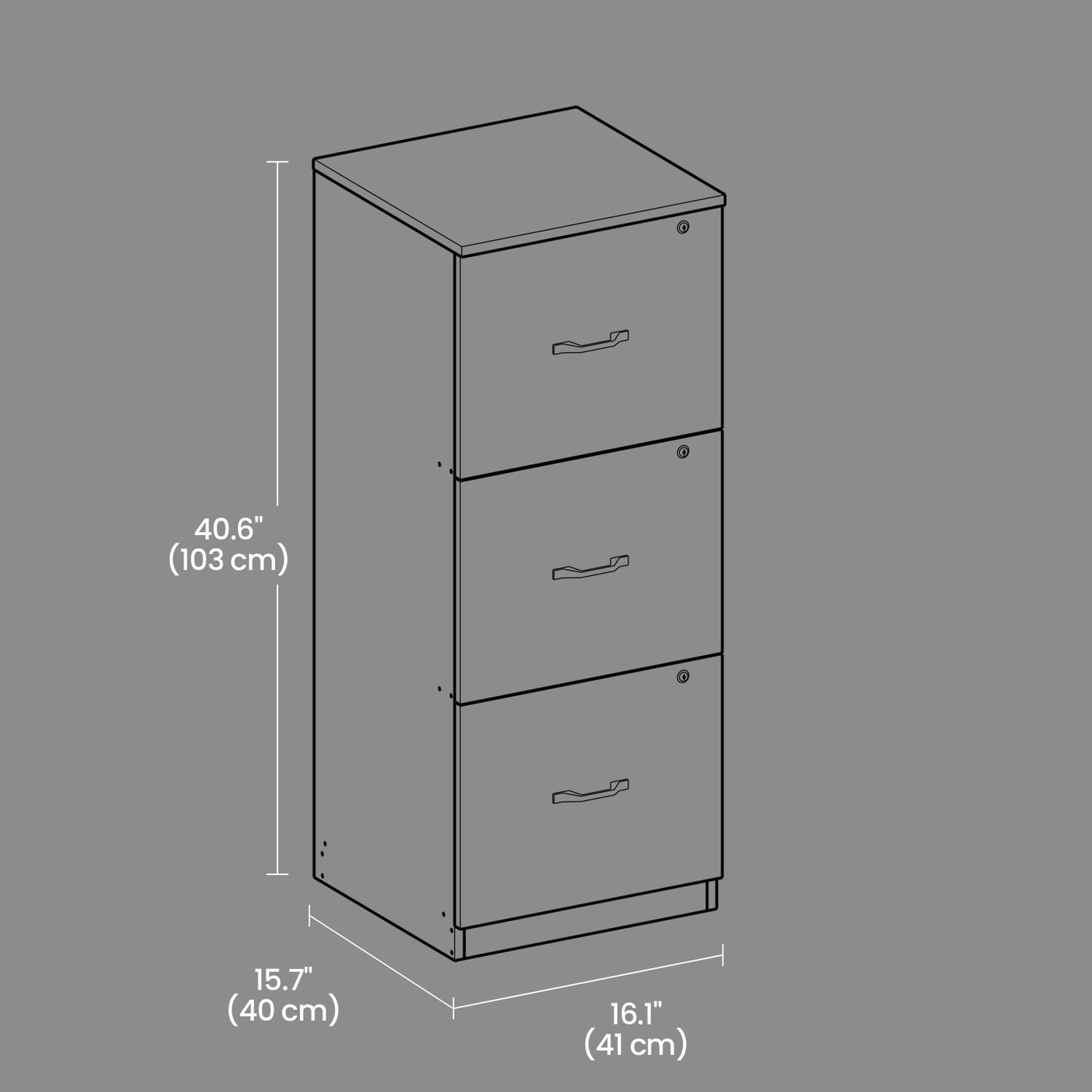 3-Drawer Locking File Cabinet, Vertical Storage Organizer for Office, Home, A4 Letter Size, Anti-Tip Kit, Ink Black