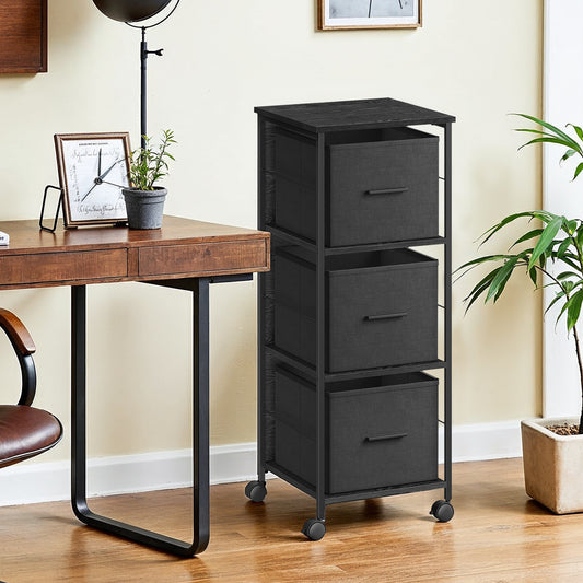 LEDREM 3-Drawer File Cabinet - Printer Stand, Mobile Storage, 110lb Capacity, Adjustable Feet, Easy Assembly, Ebony Black and Ink Black