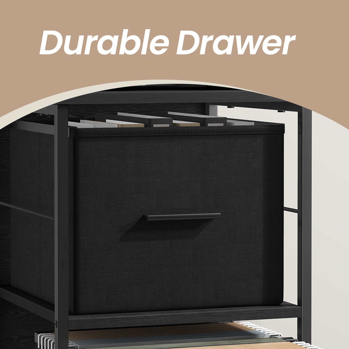 LEDREM 3-Drawer File Cabinet - Printer Stand, Mobile Storage, 110lb Capacity, Adjustable Feet, Easy Assembly, Ebony Black and Ink Black