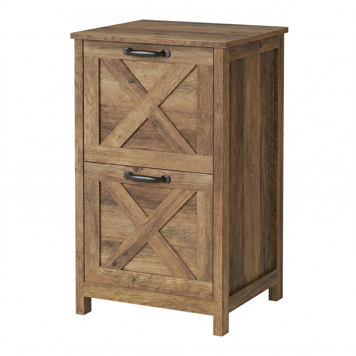 LEDREM File Cabinet, 2-Drawer Office Storage Cabinet, Adjustable Rail, Printer Stand for Study, Farmhouse, Honey Brown