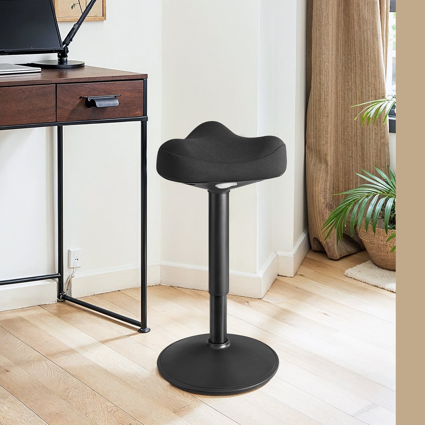 Ergonomic Wobble Stool for Active Sitting, Height Adjustable Standing Desk Chair 23.3-33.1", Swivel Saddle Seat with Non-Slip Base, Ink Black