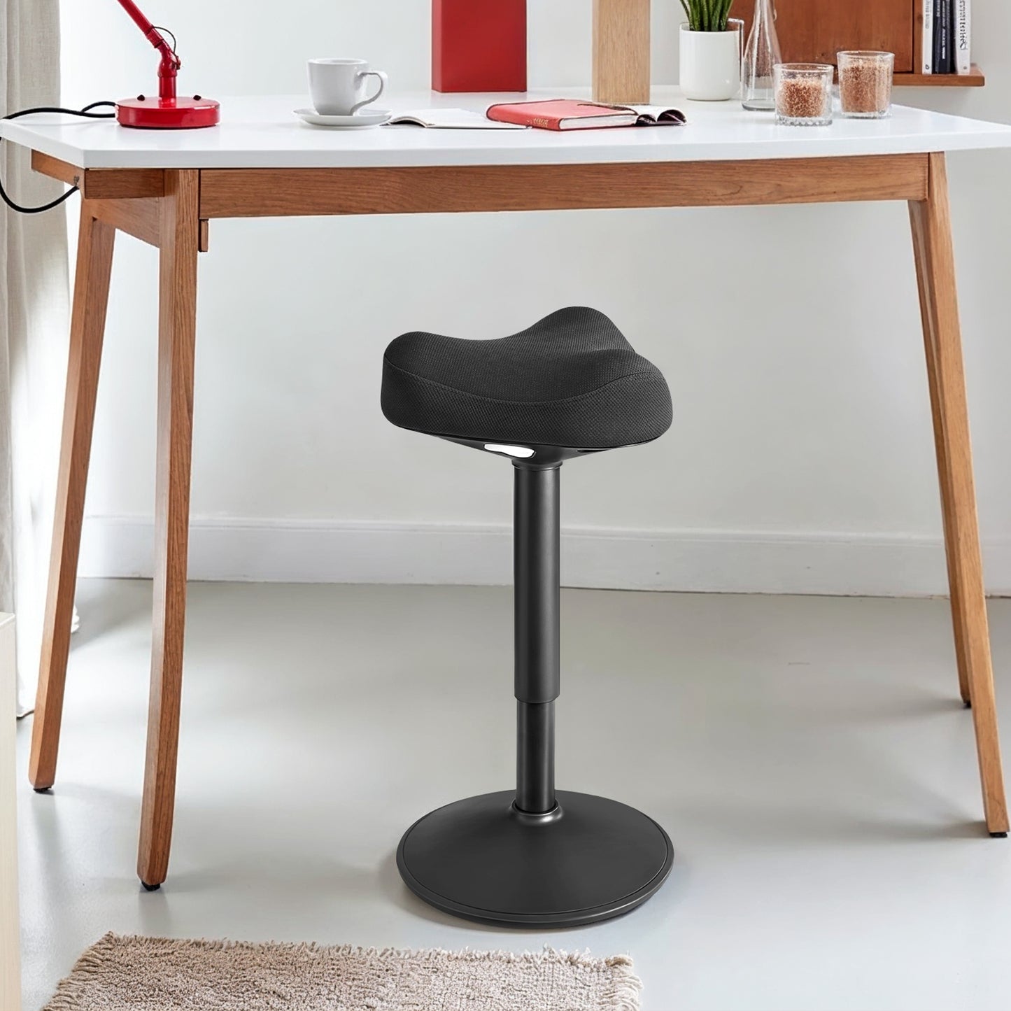 Ergonomic Wobble Stool for Active Sitting, Height Adjustable Standing Desk Chair 23.3-33.1", Swivel Saddle Seat with Non-Slip Base, Ink Black