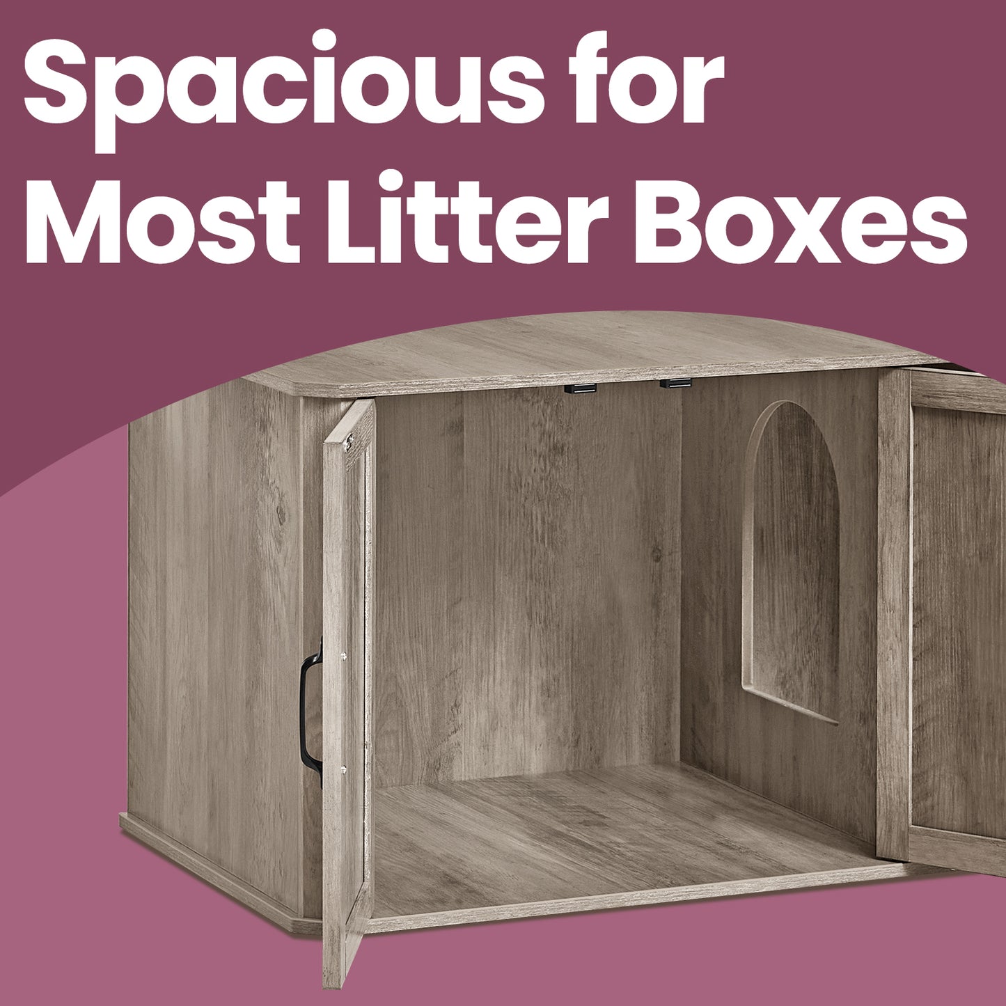 Double Cat Litter Box Enclosure for 2 Cats, Hidden Litter Box Furniture with Front Entry, Side End Table & TV Stand, 59 x 19.5 x 19 Inches, Heather Greige
