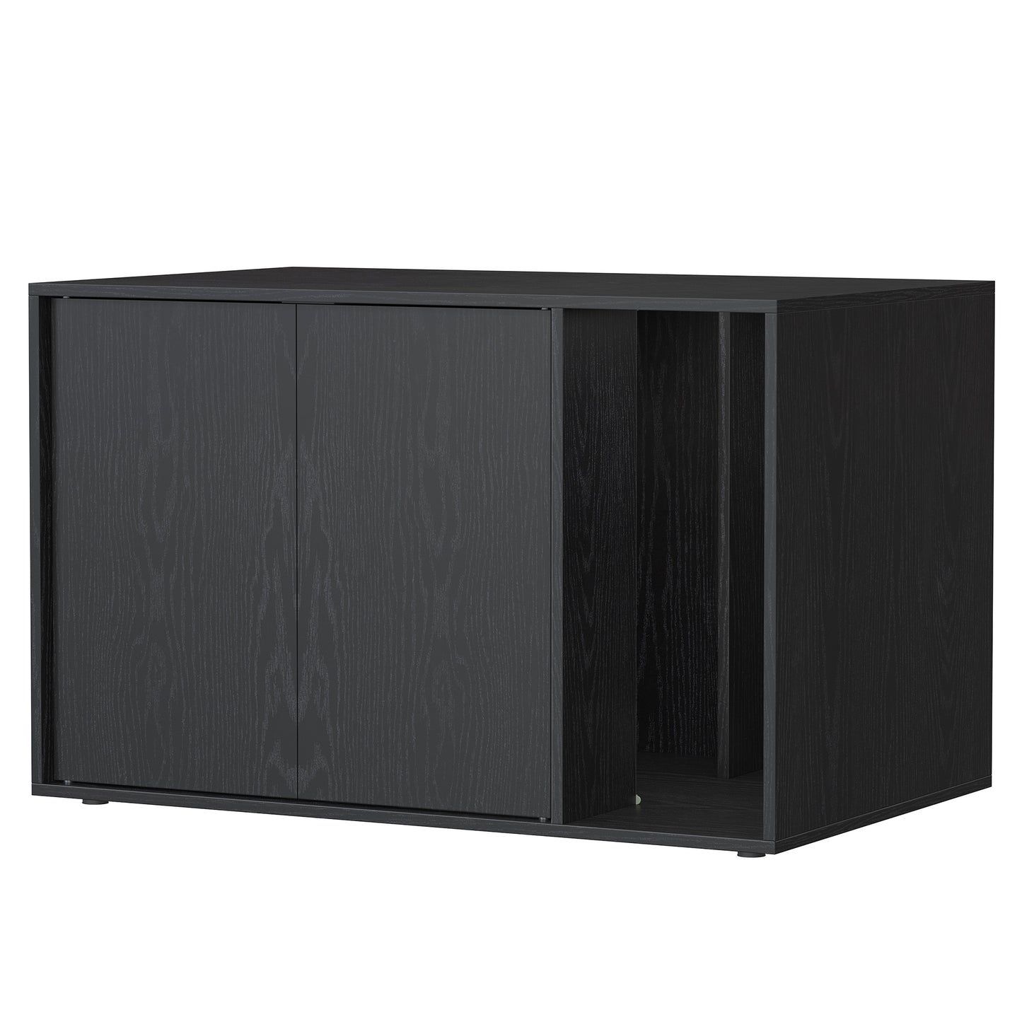 Cat Litter Box Enclosure for Large Cats, Superfast Toolless Assembly, Push-to-Open Doors, Black Cat House Furniture