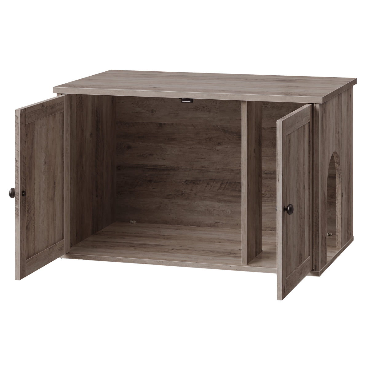 Litter Box Enclosure with Superfast Toolless Assembly, Cat Litter Box Furniture, Push-to-Open Doors, Indoor Cat House, Greige