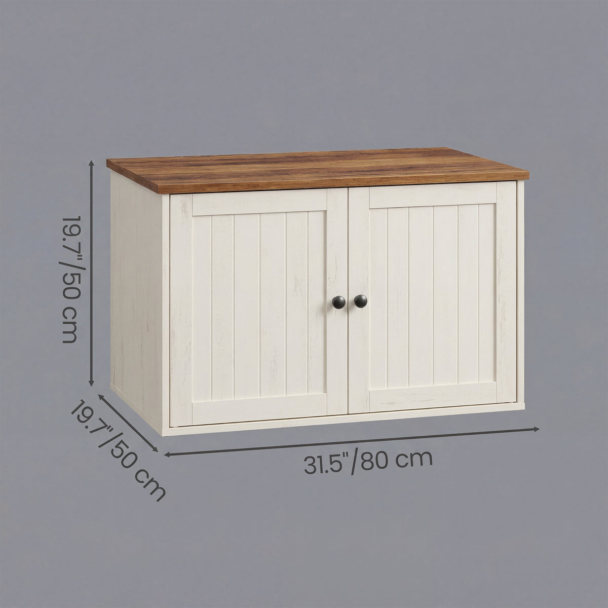 Litter Box Enclosure with Toolless Assembly, Cat Washroom Furniture, Push-to-Open Doors, Indoor Cat House, Rustic White and Honey Brown