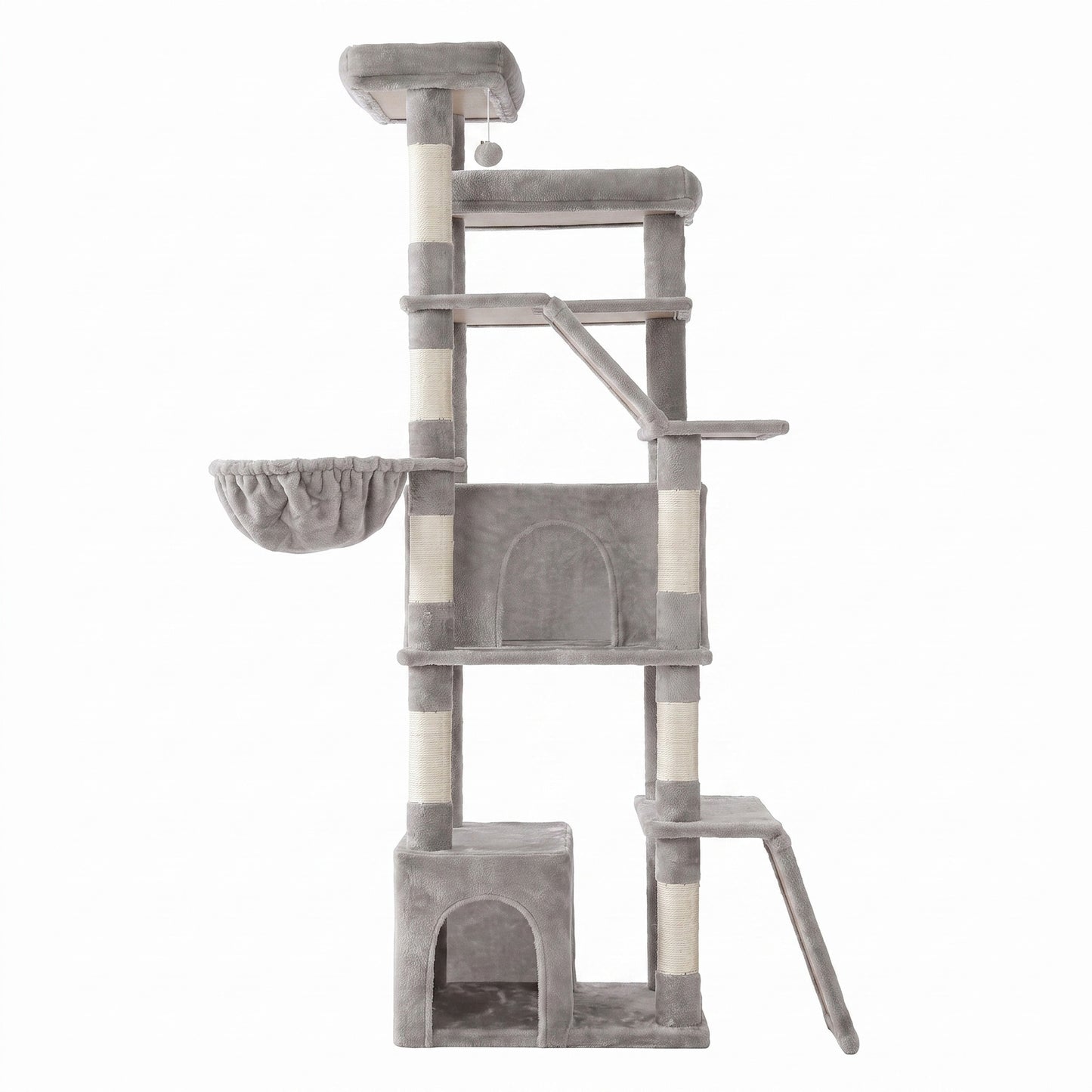 Cat Tree Multi-Level Tower with Sisal Scratching Posts for Large Cats 21.6 x 17.7 x 72.6 Inches Light Gray
