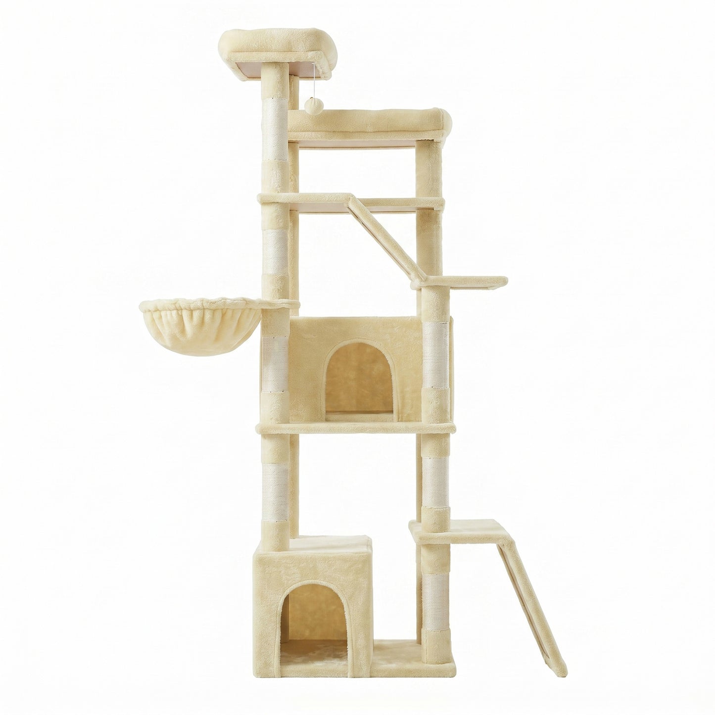 Cat Tree Multi-Level Tower with Sisal Scratching Posts for Large Cats 21.6 x 17.7 x 72.6 Inches Beige