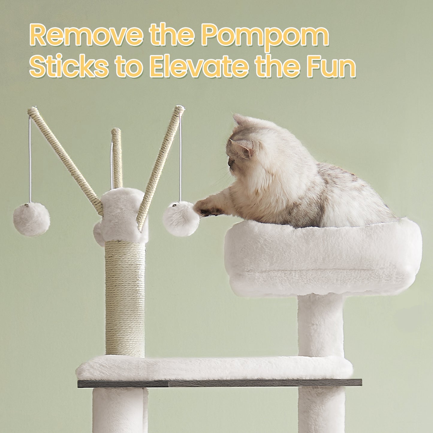 55.1" 2-in-1 Cat Tree & Litter Box Enclosure, Modern Cat Tower with Scratching Posts, Removable Toys, Space-Saving Design, Misty Gray