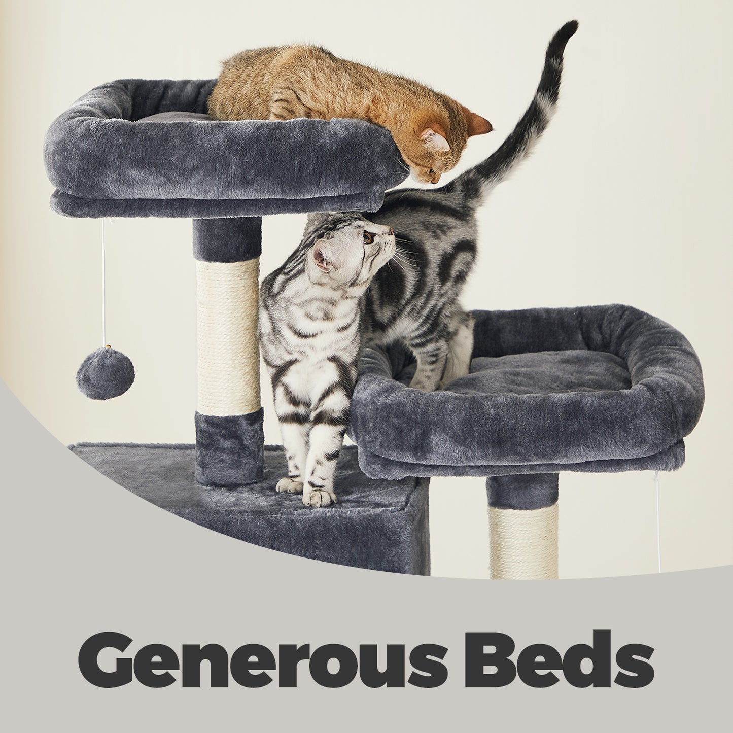 81.1-Inch Multi-Level Cat Tree Tower with 13 Scratching Posts, 2 Perches & Hammock - Plush Cat Condo for Large Cats, Anti-Tip Design, Smoky Gray