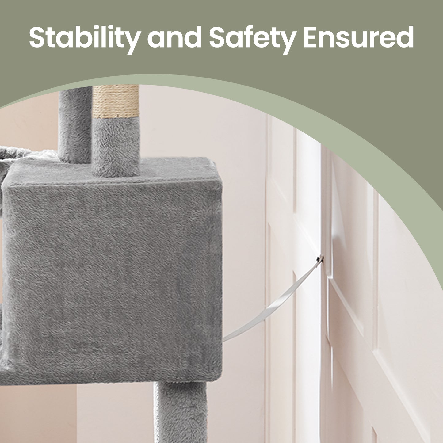 Multi-Level Cat Tower with Hammock & Spacious Cave, 3 Observation Decks & Sisal Scratching Posts, for Indoor Cats, Light Gray