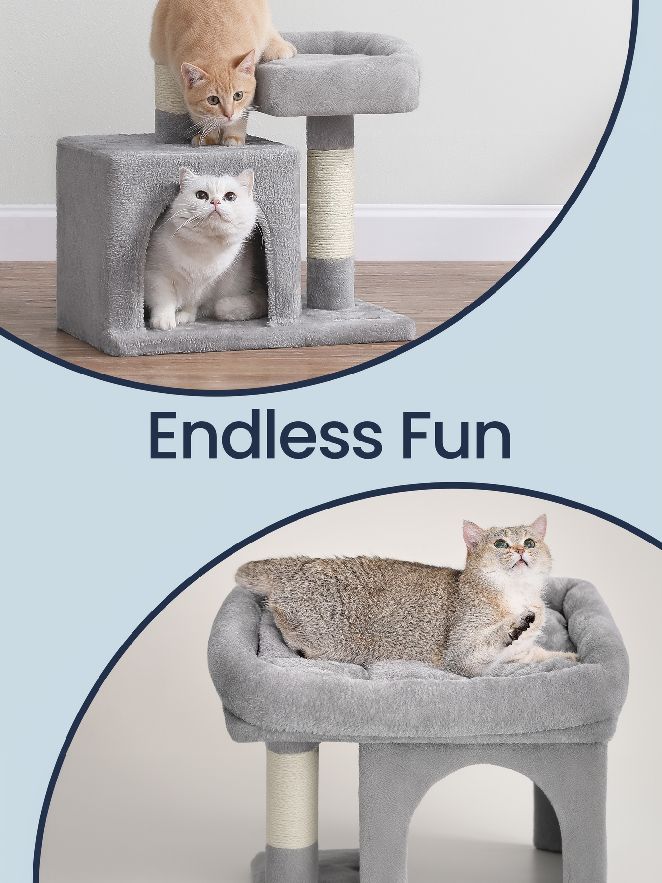 29.1-Inch Cat Tree Tower with Large Perch & 2 Caves, Plush Condo for Medium Cats up to 12 lb, with Scratching Posts, Light Gray29.1-Inch Cat Tree Tower with Large Perch & 2 Caves, Plush Condo for Medium Cats up to 12 lb, with Scratching Posts, Light Gray