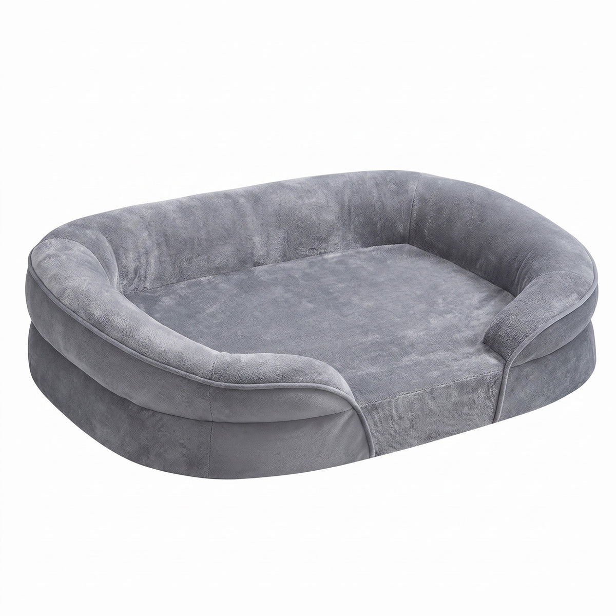 LEDREM Orthopedic Dog Sofa Bed with Egg Crate Foam and Washable Flannelette Fabric Cover, 29.9 x 20.1 x 7.1 inches, Gray
