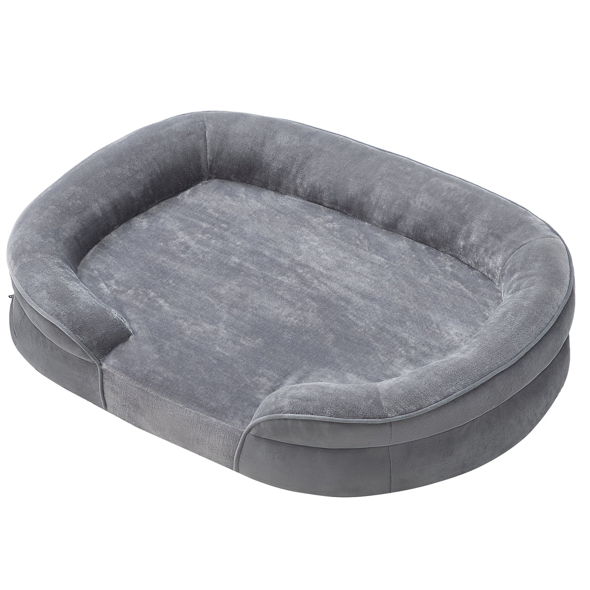 LEDREM Orthopedic Dog Sofa Bed with Egg Crate Foam and Washable Flannelette Fabric Cover, 35 x 24.8 x 7.1 inches, Gray