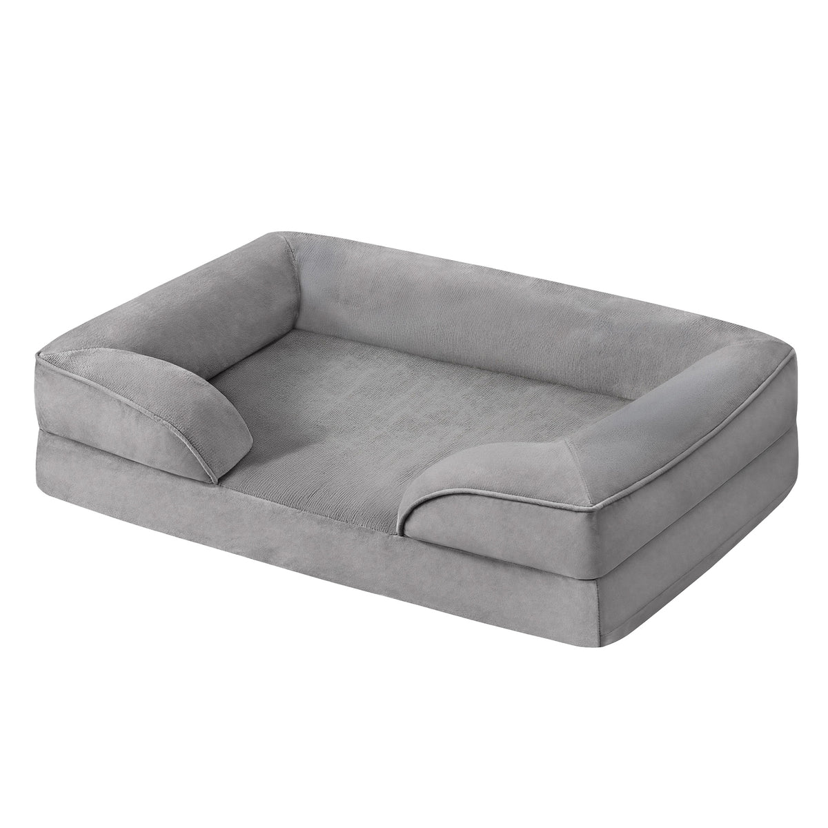 LEDREM Sofa Dog Bed with Egg Crate Foam and Washable Cover, 29.9 x 20.1 x 6.3 inches, Grey