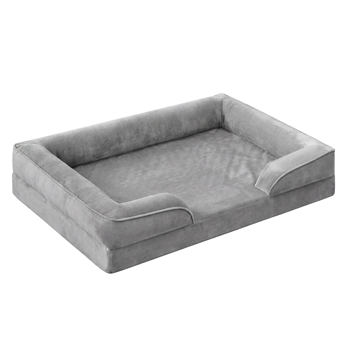 LEDREM Sofa Dog Bed with Waterproof Washable Cover and Non-Slip Bottom 40.9 x 27.2 x 6.7 Inches Grey