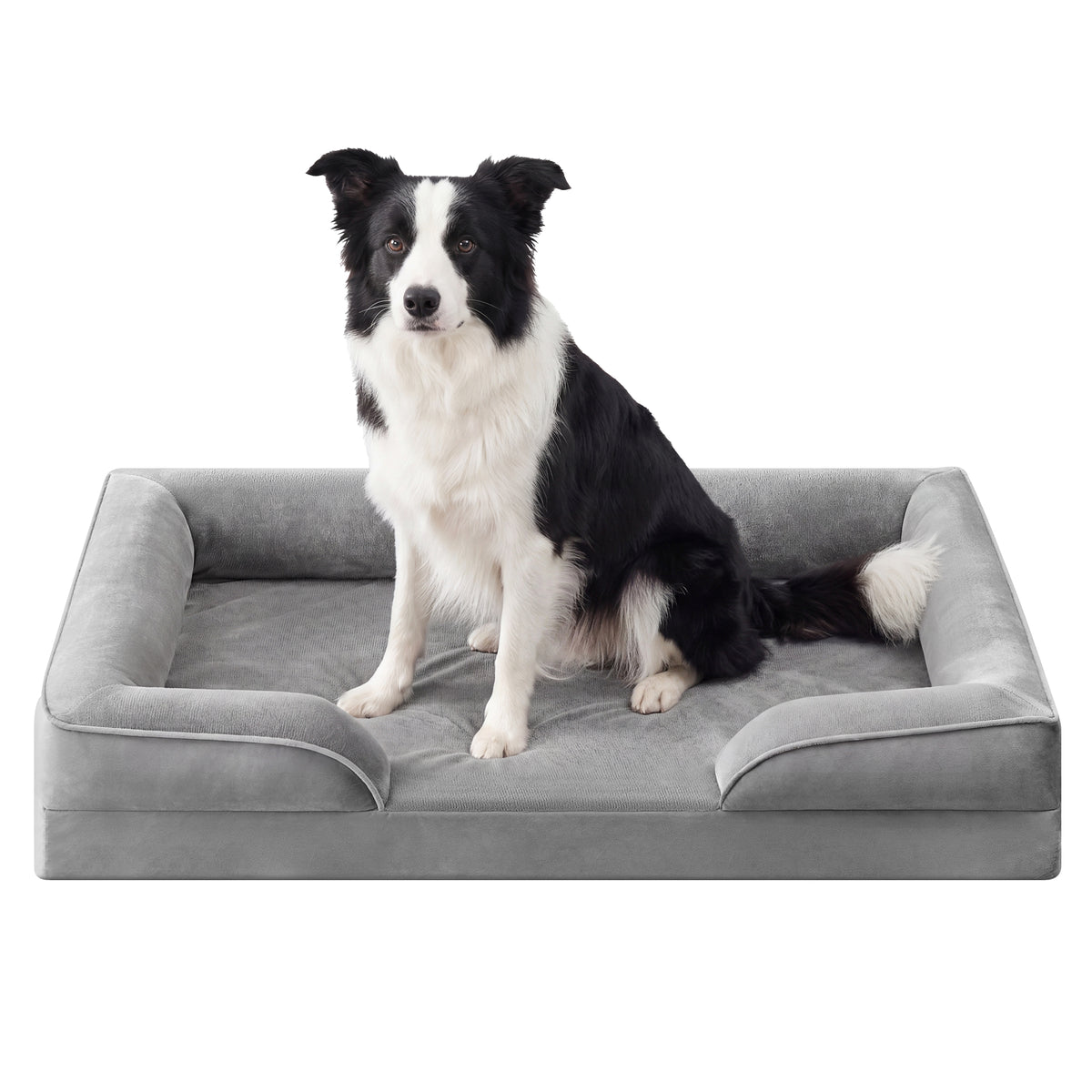LEDREM Sofa Dog Bed with Waterproof Washable Cover and Non-Slip Bottom 40.9 x 27.2 x 6.7 Inches Grey