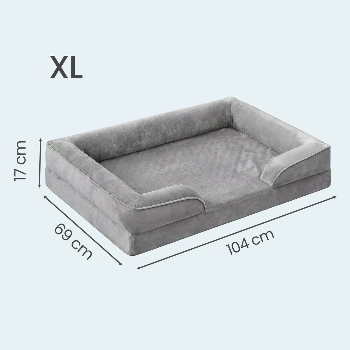 LEDREM Sofa Dog Bed with Waterproof Washable Cover and Non-Slip Bottom 40.9 x 27.2 x 6.7 Inches Grey