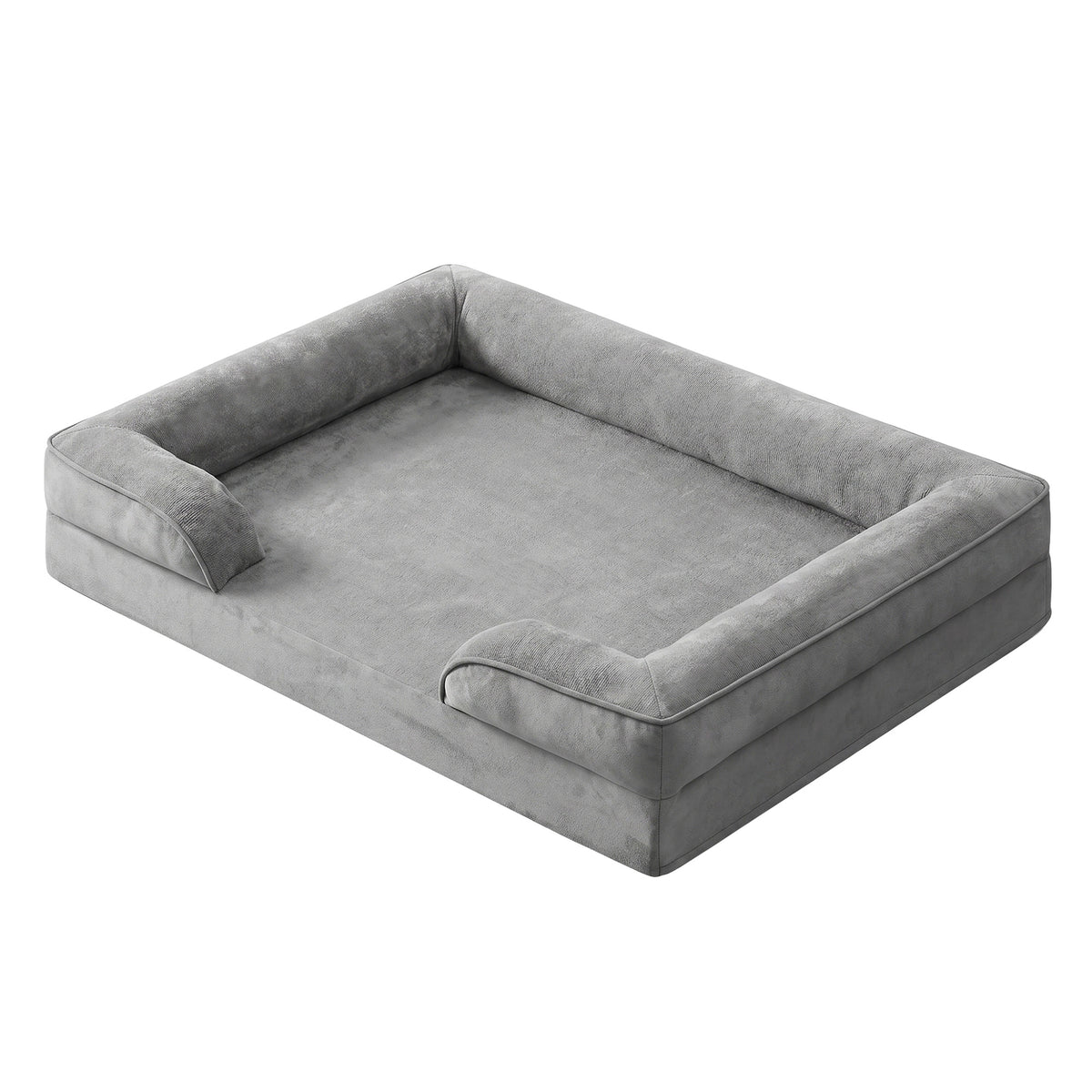 LEDREM Sofa Dog Bed for Large Dogs, Waterproof Washable Pet Bed with Egg Crate Foam, 44.1 x 31.9 x 6.7 inches, Grey