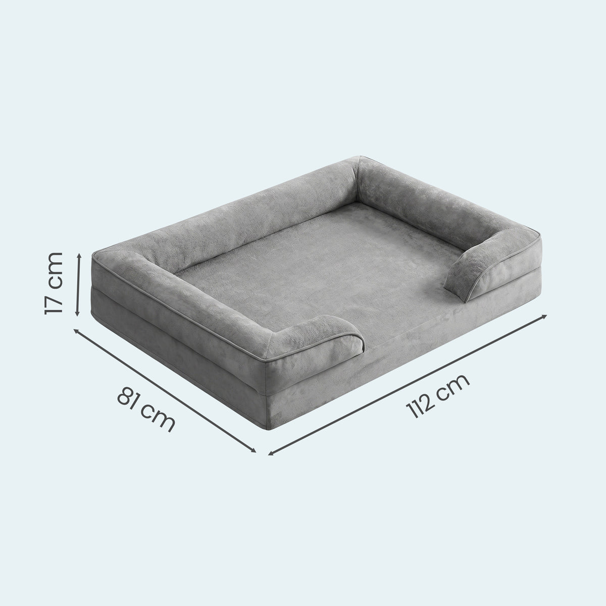 LEDREM Sofa Dog Bed for Large Dogs, Waterproof Washable Pet Bed with Egg Crate Foam, 44.1 x 31.9 x 6.7 inches, Grey
