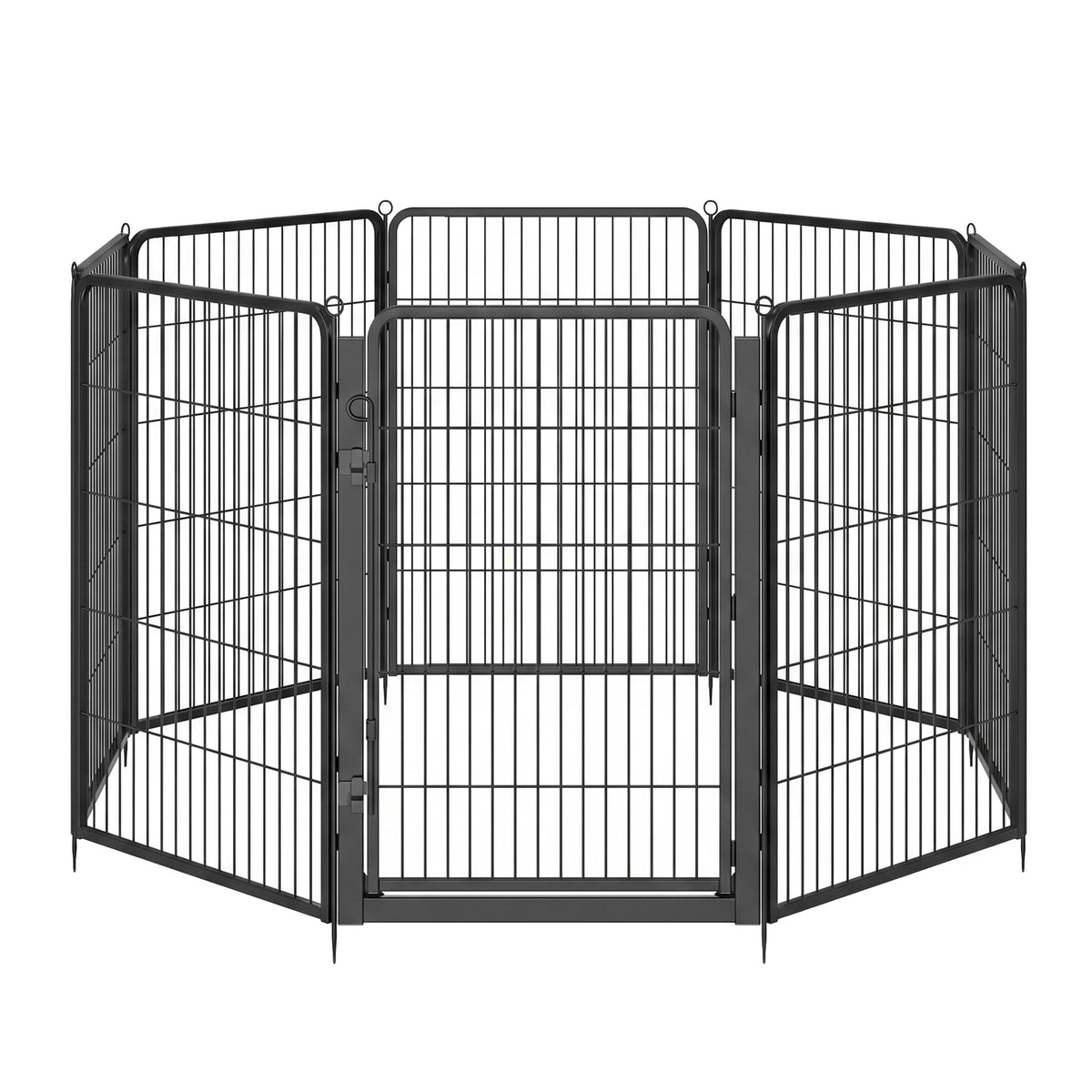 Heavy Duty Steel Dog Playpen with Door, 8-Panel Rust-Resistant Pet Fence, 54.3 x 54.3 x 39.4 in, Indoor Outdoor, Ink Black