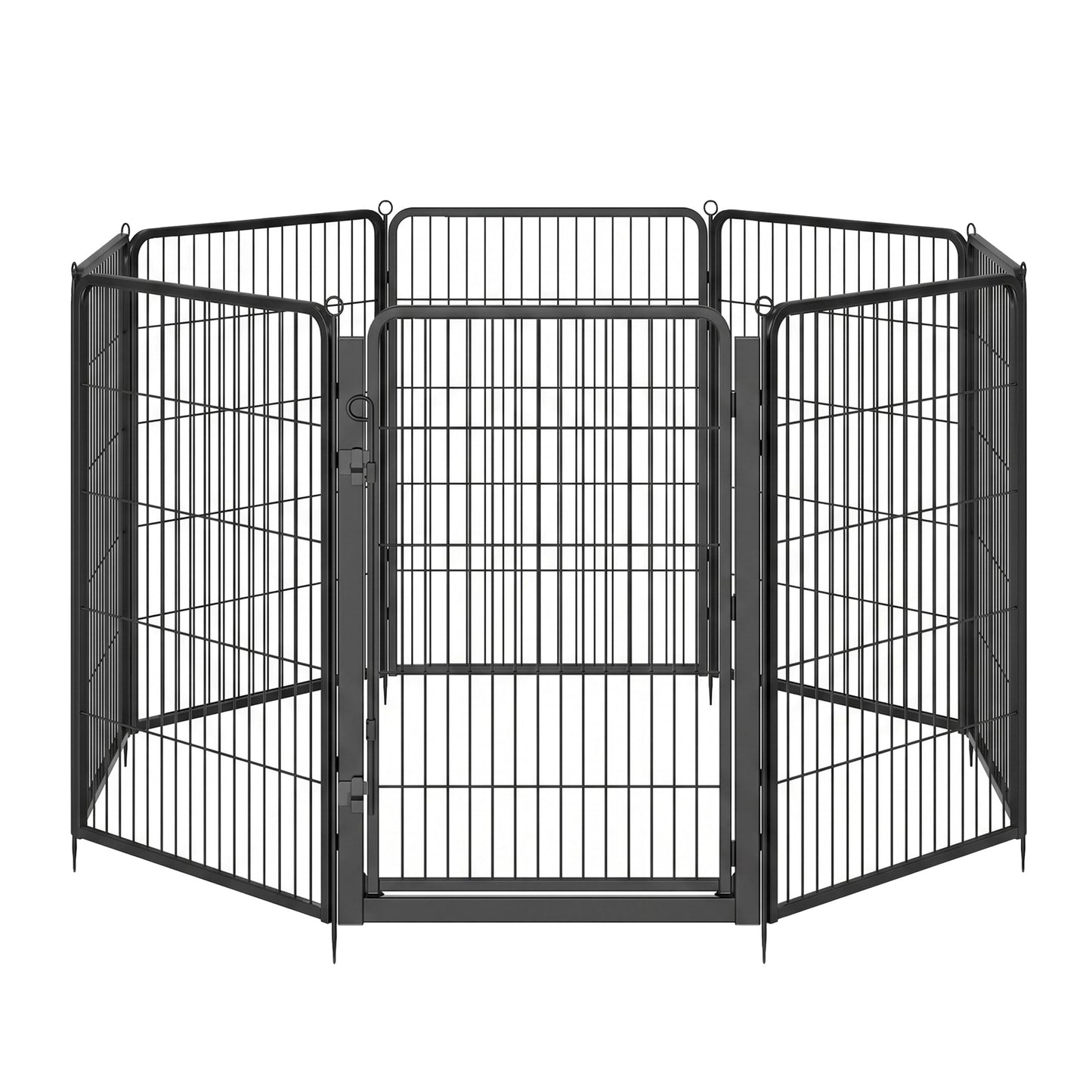 Heavy Duty Steel Dog Playpen 8 Panels with Door 54.3 x 54.3 x 39.4 Inches Black