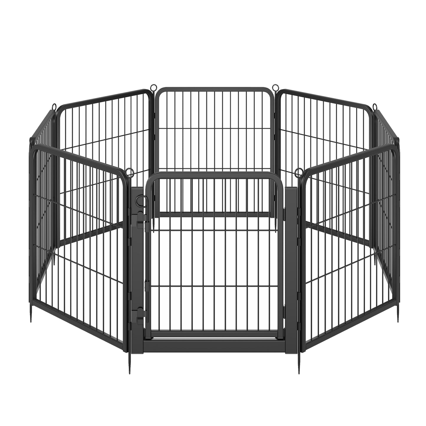 Dog Playpen 8 Panels Heavy Duty Steel Pet Fence 54.5 x 54.5 x 23.6 inches Black